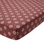 Drap housse en coton disques solaires, style folk - terracotta