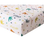 Drap - housse enfant en coton t rex - blanc