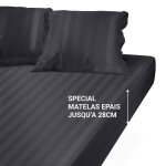 Drap housse grand bonnet satin de coton ray tertio ; - anthracite