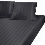 Drap housse grand bonnet satin de coton ray� tertio ; - gris - anthracite