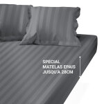 Drap housse grand bonnet satin de coton ray tertio ; - gris perle