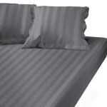 Drap housse grand bonnet satin de coton ray� tertio ; - gris - perle