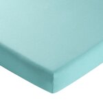 Drap housse lin lav� laureat bleu aqua