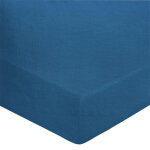 Drap housse lin lav� louxor bleu paon bonnet 30 cm