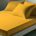 Drap housse polycoton tertio ; - jaune - moutarde