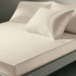 Drap housse satin de coton uni tertio ; - beige - ecru