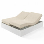 Drap - housse sommier articul� percale de coton tertio ; - beige - ficelle
