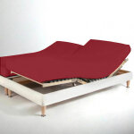 Drap - housse sommier articul� percale de coton tertio ; - bordeaux - rouge vin