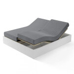 Drap - housse sommier articulé satin de coton rayé tertio ; - gris perle Drap - housse sommier articulé satin de coton rayé tertio ; - gris perle