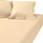 Drap housse uni grand bonnet satin de coton tertio ; - beige - ecru