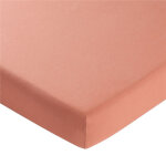 Drap - housse uni en lin lav� rose blush