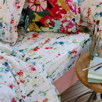 Drap plat en coton artiste motif � fleurs multicolore