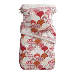 Drap plat en coton girly motif ecailles rouge