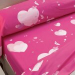 Drap plat coton heart tree - rose
