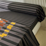 Drap plat en coton dr. antonio jeu de rayures - gris