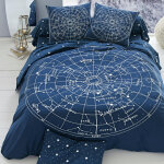 Drap plat coton motifs constellation bleu marine Drap plat coton motifs constellation bleu marine