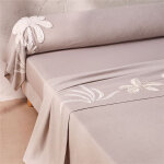 Drap plat en coton porte du desert - gris