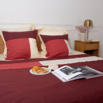 Drap plat en coton trio - terracotta
