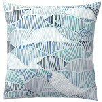 Drap plat en coton vagues géométriques bleu Drap plat en coton vagues géométriques bleu
