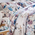 Drap plat en coton dr pastelle effet peinture violet parme