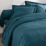 Drap plat flanelle uni - bleu canard