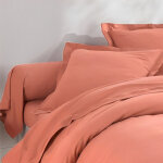 Drap plat flanelle uni - orange p�che