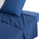 Drap plat imprimé en bambou, camille bleu marine Drap plat imprimé en bambou, camille bleu marine
