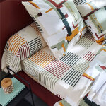 Drap plat imprim en coton arnaud beige