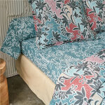 Drap plat imprim� en coton irina bleu