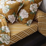 Drap plat imprim� en coton raffinement marron