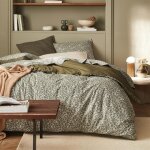 Drap plat imprim en percale de coton vert