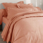 Drap plat en lin lav� uni laur�at - rose blush