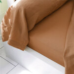 Drap plat en lin lav� uni laur�at - caramel