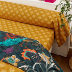 Drap plat motif fleurs et paons dr. magnifique - multicolore