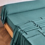 Drap plat en coton nicolas - bleu vert