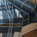 Drap plat percale � carreaux christophe bleu
