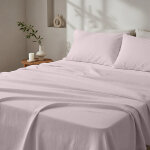 Drap plat luxe percale de coton bio - rose - drag�e