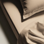 Drap plat percale de coton tertio ; - beige - ros�