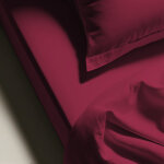 Drap plat percale de coton tertio ; - bordeaux - rouge vin