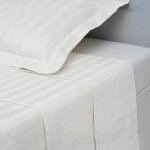 Drap plat satin de coton ray� tertio ; - blanc