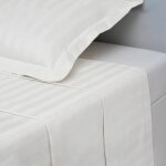 Drap plat satin de coton ray� tertio ; - blanc