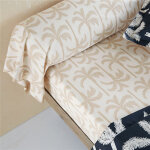 Drap plat tourisme palmiers design, beige en coton
