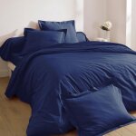 Drap plat uni flanelle - bleu encre