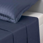 Drap plat uni satin de coton tertio ; - bleu - indigo