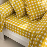 Drap plat vichy - jaune ma�s