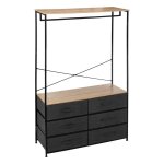 Dressing penderie en bois 6 tiroirs et portant en aciertissa Dressing penderie en bois 6 tiroirs et portant en aciertissa