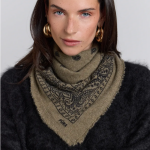 Echarpe bandana presley kaki en cachemire