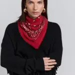Echarpe bandana presley rouge en cachemire