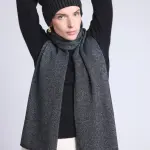 Echarpe etole unisexe lurex - noir en cachemire