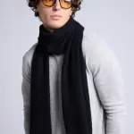 Echarpe etole unisexe - noir en cachemire